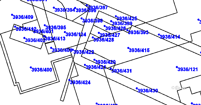 Parcela st. 3936/419 v KÚ Horní Lutyně, Katastrální mapa