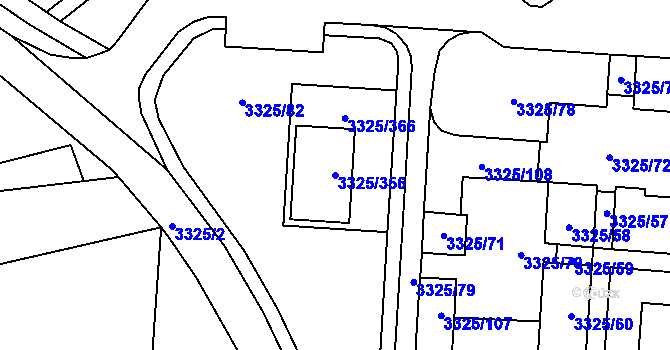 Parcela st. 3325/356 v KÚ Horní Lutyně, Katastrální mapa