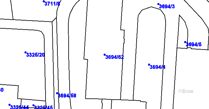 Parcela st. 3694/62 v KÚ Horní Lutyně, Katastrální mapa