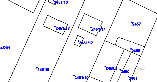 Parcela st. 2451/12 v KÚ Horní Lutyně, Katastrální mapa