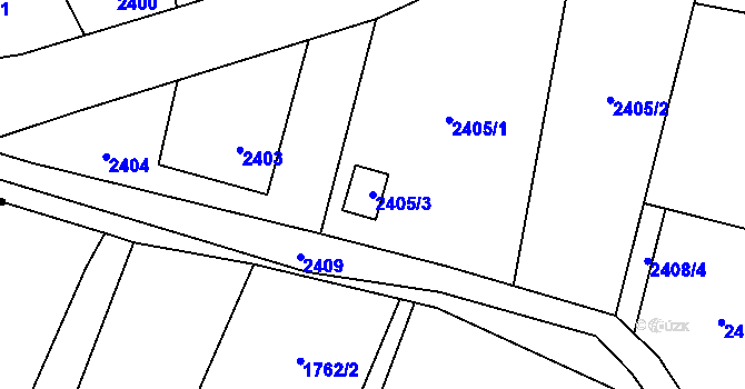 Parcela st. 2405/3 v KÚ Horní Lutyně, Katastrální mapa