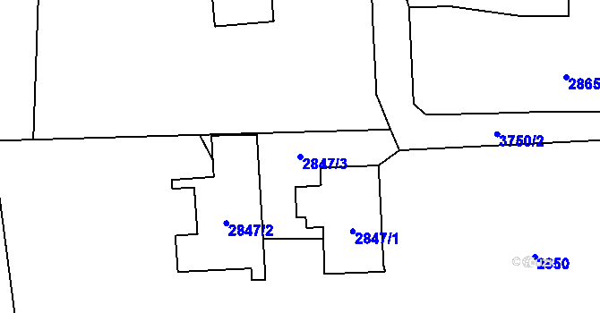 Parcela st. 2847/3 v KÚ Horní Lutyně, Katastrální mapa