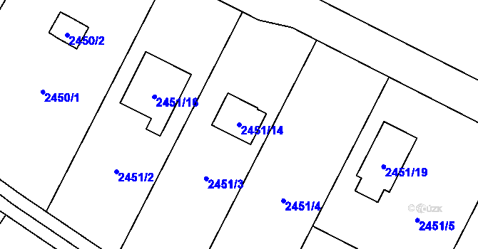 Parcela st. 2451/14 v KÚ Horní Lutyně, Katastrální mapa