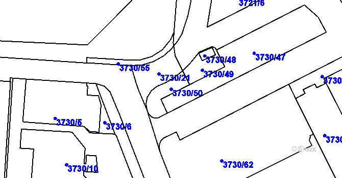 Parcela st. 3730/50 v KÚ Horní Lutyně, Katastrální mapa