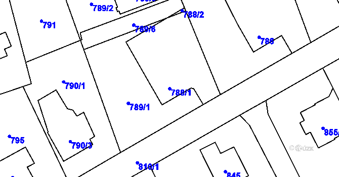 Parcela st. 788/1 v KÚ Horní Lutyně, Katastrální mapa