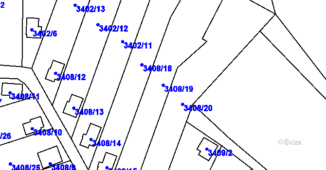 Parcela st. 3408/19 v KÚ Horní Lutyně, Katastrální mapa