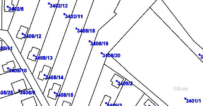 Parcela st. 3408/20 v KÚ Horní Lutyně, Katastrální mapa