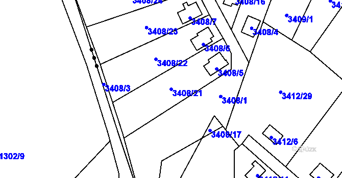 Parcela st. 3408/21 v KÚ Horní Lutyně, Katastrální mapa