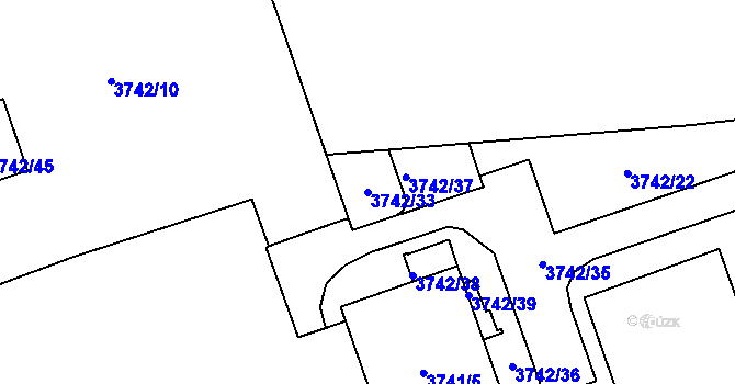 Parcela st. 3742/33 v KÚ Horní Lutyně, Katastrální mapa