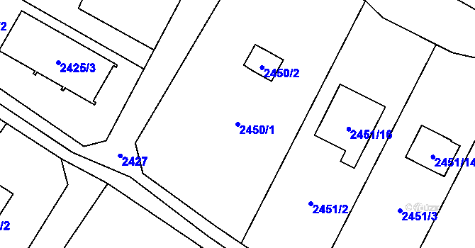 Parcela st. 2450/1 v KÚ Horní Lutyně, Katastrální mapa