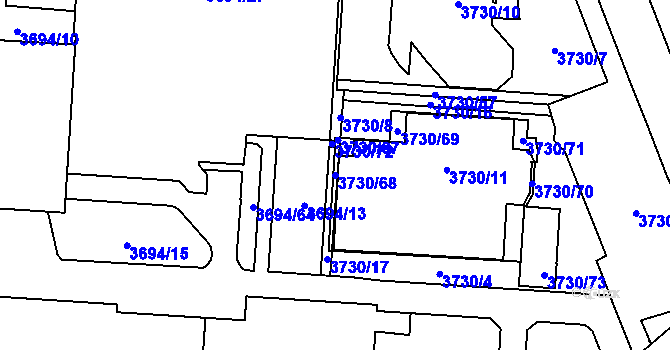 Parcela st. 3730/68 v KÚ Horní Lutyně, Katastrální mapa