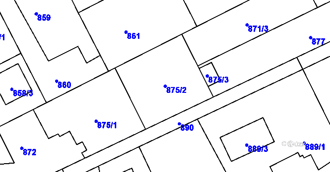 Parcela st. 875/2 v KÚ Horní Lutyně, Katastrální mapa