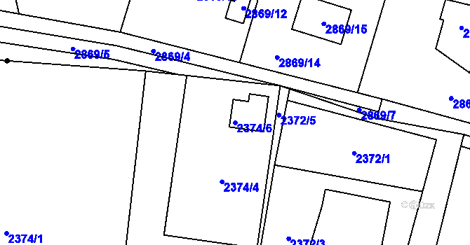 Parcela st. 2374/6 v KÚ Horní Lutyně, Katastrální mapa