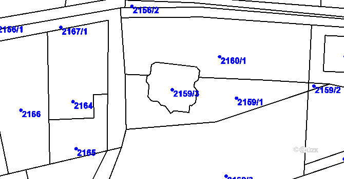 Parcela st. 2159/3 v KÚ Horní Lutyně, Katastrální mapa