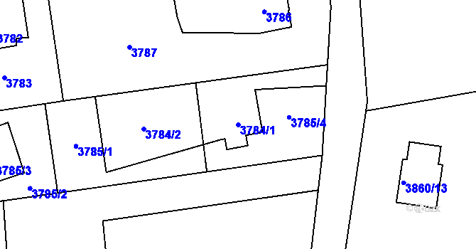 Parcela st. 3784/1 v KÚ Horní Lutyně, Katastrální mapa