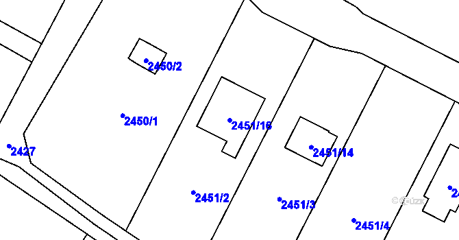 Parcela st. 2451/16 v KÚ Horní Lutyně, Katastrální mapa