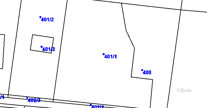 Parcela st. 401/1 v KÚ Horní Lutyně, Katastrální mapa