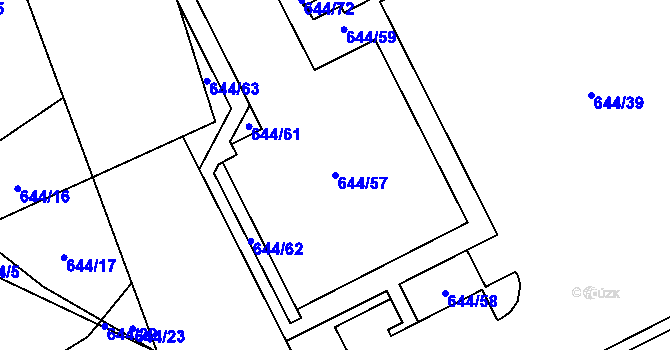 Parcela st. 644/57 v KÚ Horní Lutyně, Katastrální mapa