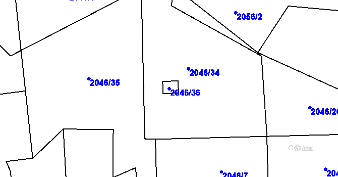 Parcela st. 2046/36 v KÚ Horní Lutyně, Katastrální mapa