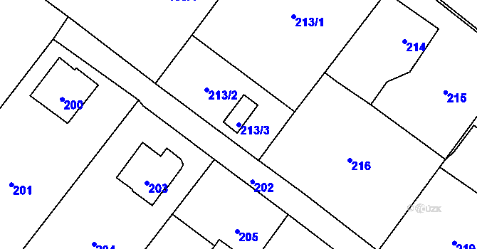 Parcela st. 213/3 v KÚ Horní Lutyně, Katastrální mapa
