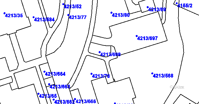 Parcela st. 4213/698 v KÚ Horní Lutyně, Katastrální mapa