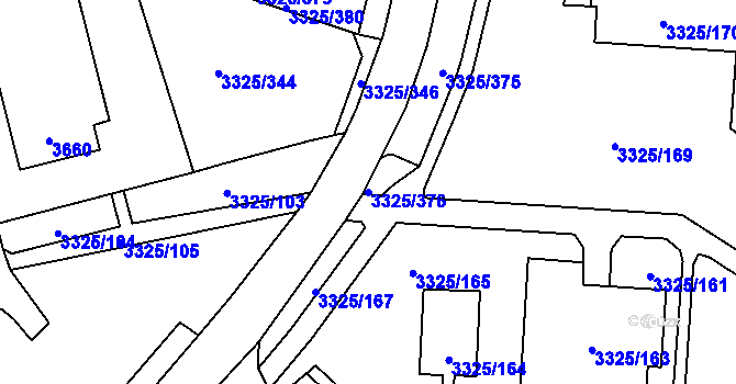 Parcela st. 3325/376 v KÚ Horní Lutyně, Katastrální mapa