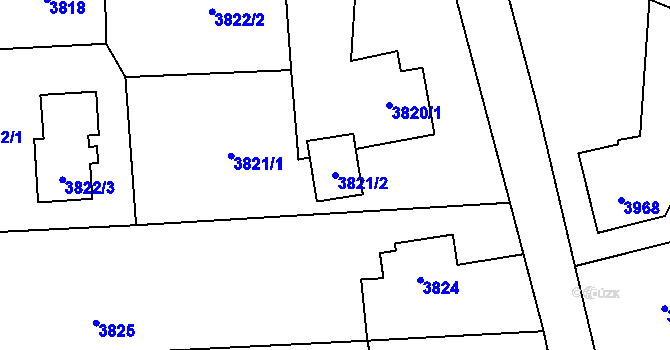 Parcela st. 3821/2 v KÚ Horní Lutyně, Katastrální mapa