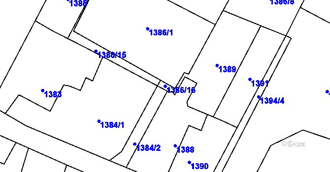Parcela st. 1386/16 v KÚ Horní Lutyně, Katastrální mapa