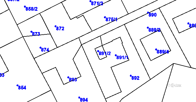 Parcela st. 891/2 v KÚ Horní Lutyně, Katastrální mapa
