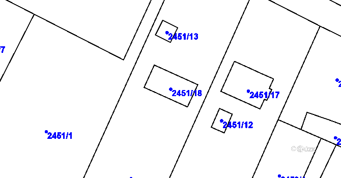 Parcela st. 2451/18 v KÚ Horní Lutyně, Katastrální mapa