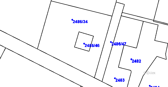 Parcela st. 2486/46 v KÚ Horní Lutyně, Katastrální mapa