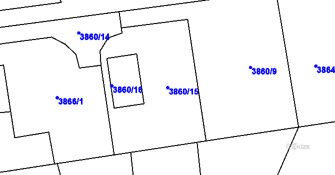 Parcela st. 3860/15 v KÚ Horní Lutyně, Katastrální mapa