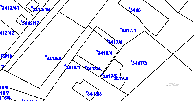 Parcela st. 3418/4 v KÚ Horní Lutyně, Katastrální mapa