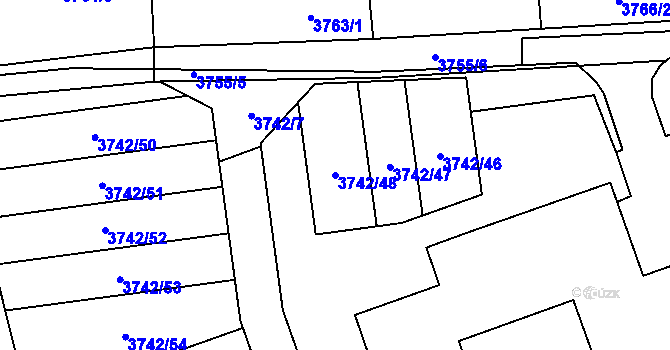 Parcela st. 3742/48 v KÚ Horní Lutyně, Katastrální mapa