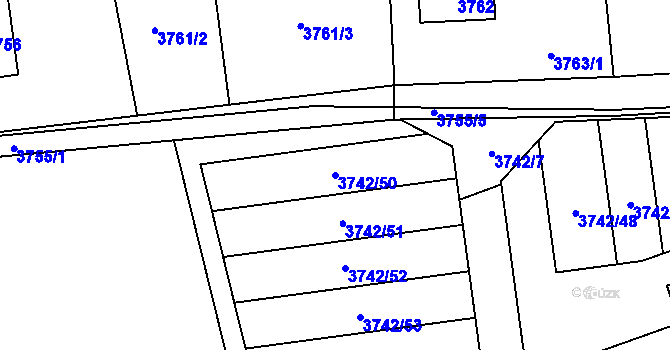 Parcela st. 3742/50 v KÚ Horní Lutyně, Katastrální mapa