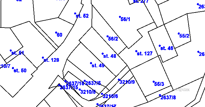 Parcela st. 48 v KÚ Orlovice, Katastrální mapa