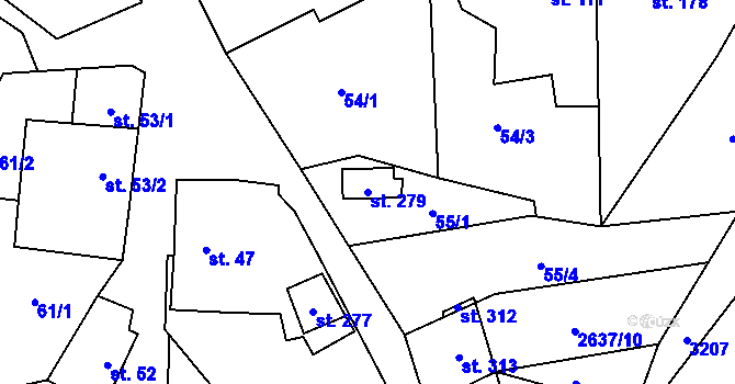 Parcela st. 279 v KÚ Orlovice, Katastrální mapa
