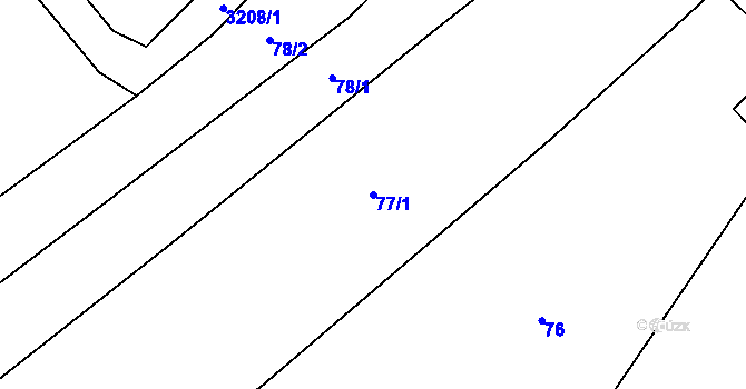 Parcela st. 77/1 v KÚ Orlovice, Katastrální mapa