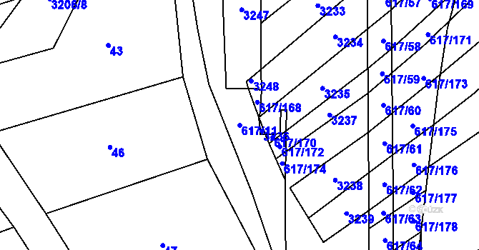 Parcela st. 617/11 v KÚ Orlovice, Katastrální mapa
