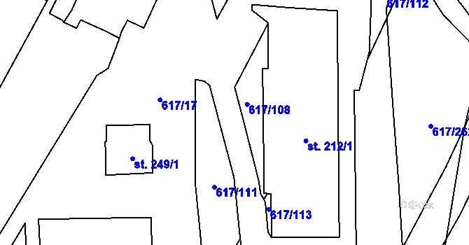 Parcela st. 617/22 v KÚ Orlovice, Katastrální mapa