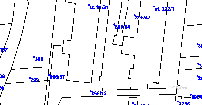 Parcela st. 895/17 v KÚ Orlovice, Katastrální mapa