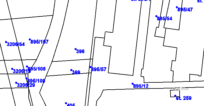 Parcela st. 895/19 v KÚ Orlovice, Katastrální mapa