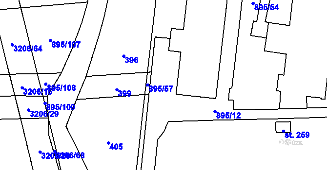 Parcela st. 895/20 v KÚ Orlovice, Katastrální mapa