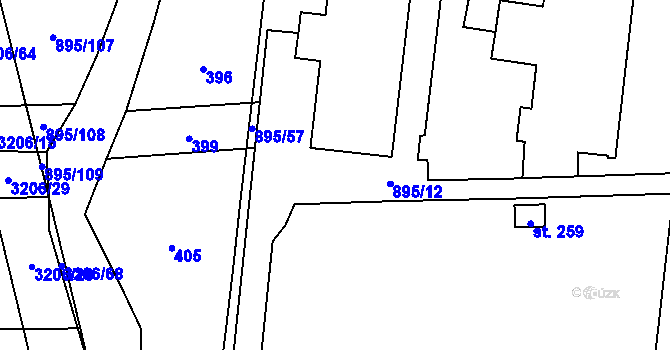 Parcela st. 895/21 v KÚ Orlovice, Katastrální mapa