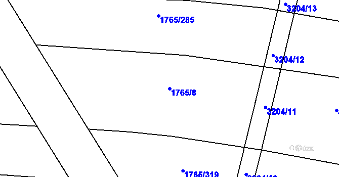 Parcela st. 1765/8 v KÚ Orlovice, Katastrální mapa