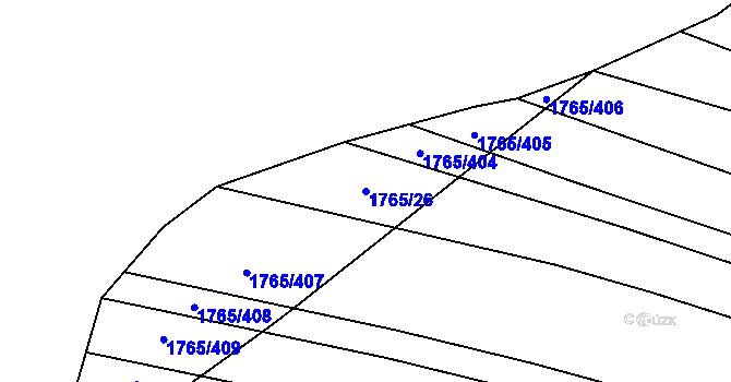 Parcela st. 1765/26 v KÚ Orlovice, Katastrální mapa