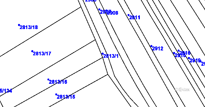Parcela st. 2813/1 v KÚ Orlovice, Katastrální mapa