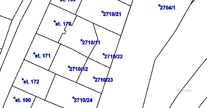 Parcela st. 2710/22 v KÚ Orlovice, Katastrální mapa