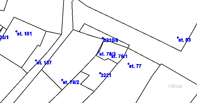 Parcela st. 78/3 v KÚ Orlovice, Katastrální mapa