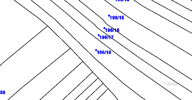 Parcela st. 196/18 v KÚ Orlovice, Katastrální mapa